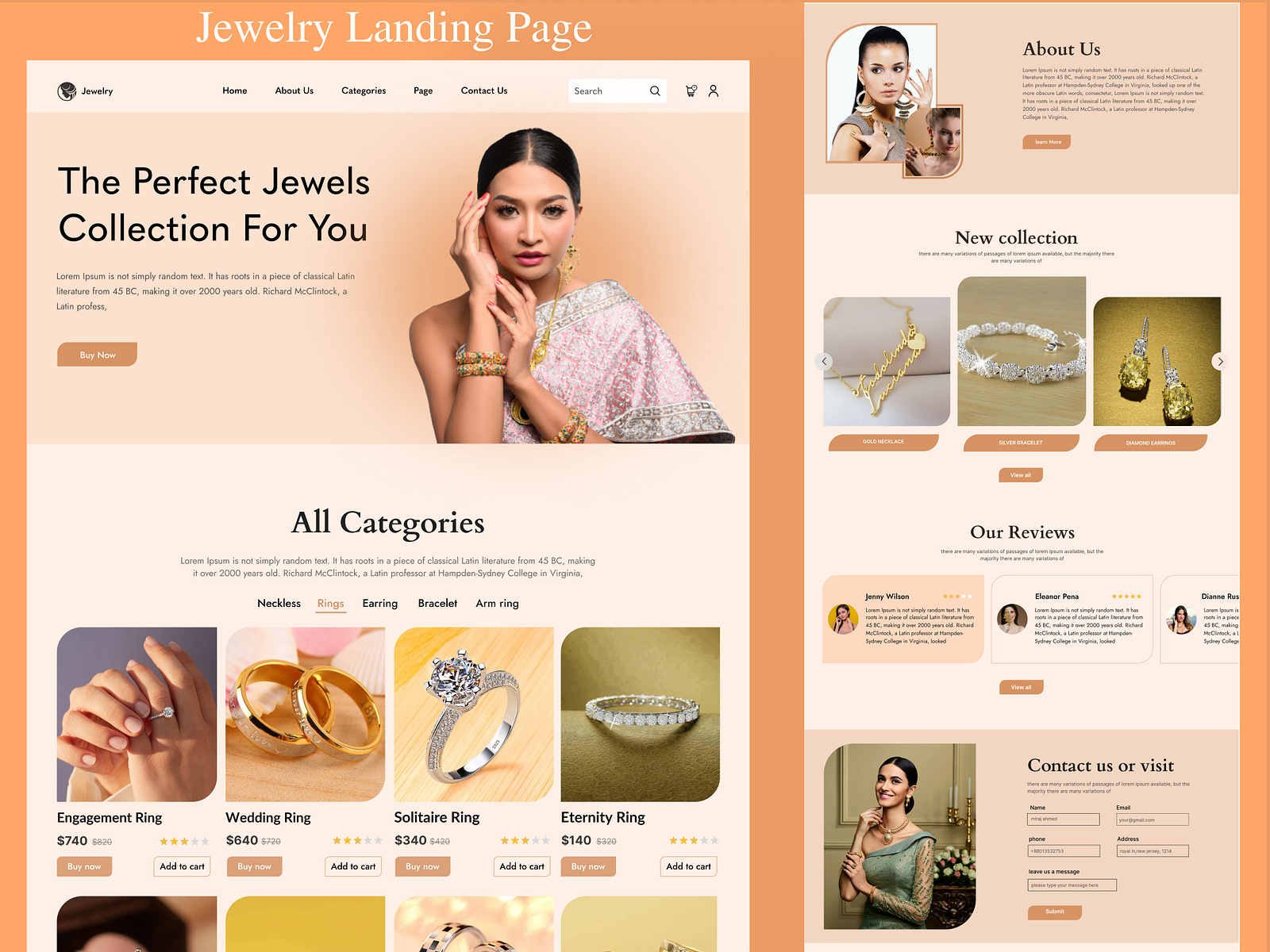 Jewelry Website Landing Page Design by Rahim Miah on Dribbble
