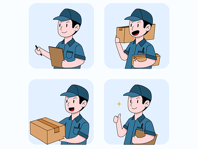 Delivery man app logo character courier delivery design ecommerce illustration illustration set job landing page illustration mobile mobile apps package service ui
