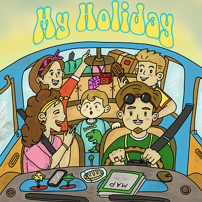 My Holiday Time with Family Children Illustration adventure cartoon children book children illustration colourfull colouring book design family time fun character handdrawing happy story holiday illustration kids illustration procreate story book touring vibrant colour