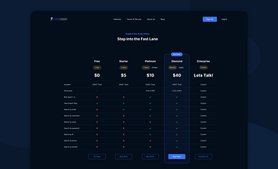 Pricing Table concept dark figma plan pricing pricing page pricing table proxy table ui uiux ux vpn web design website