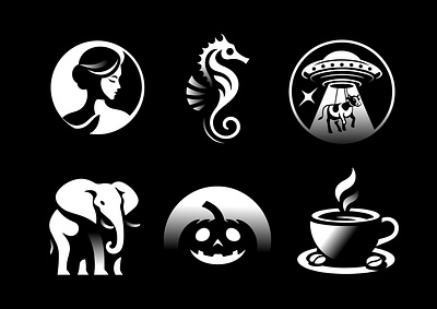 COLLECTION alien branding coffee design elefant graphic design halloween icon identity illustration logo marks sea horse symbol ui woman