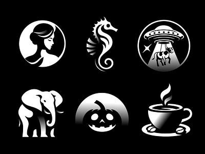 COLLECTION alien branding coffee design elefant graphic design halloween icon identity illustration logo marks sea horse symbol ui woman