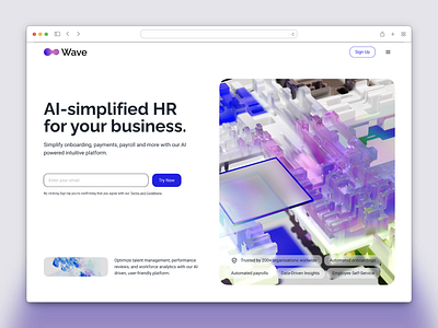 Wave - SaaS for simplified HR ai landing page ai saas website ai website landing page landing page design landing page ui saas saas design saas web design ui ux web design for saas website design website design for saas