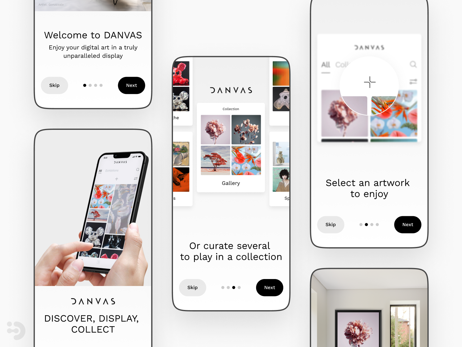 Mobile App to manage Danvas Display for NFT digital art app application art design digital inpiration into ios light mobile nft onboarding product promo ui uiux ux
