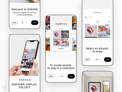 Mobile App to manage Danvas Display for NFT digital art app application art design digital inpiration into ios light mobile nft onboarding product promo ui uiux ux