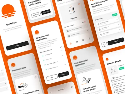 SumRise - Smart debt relief tool brand branding crypto debt finance funds graphic design ios logo mobile mobile screen simple simplistic sun ui ui interface