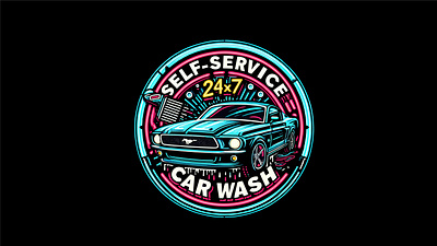 Creative Logo Design Complete for Brand Self-Service Car Wash car logo car wash car wash logo creative car logo creative car wash logo creative logo washing center logo