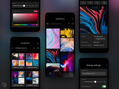 Mobile App to manage Danvas Display for NFT digital art abstract app application art dark design digital inspiration mobile nft product ui.ux uiux