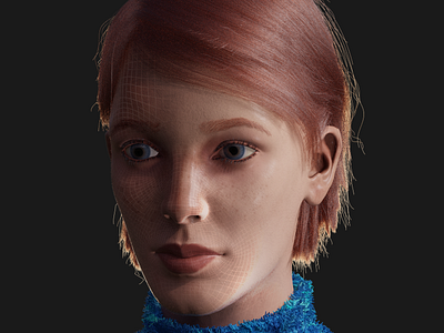 #172 Face / Blender 3D, Sculpting / Face 3 3d blender character face hair model sculpting skin substance texture woman zbrush