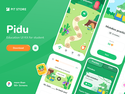 Pidu - Learning English App UI Kit app course education english illustration learning mascot online study