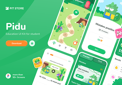 Pidu - Learning English App UI Kit app course education english illustration learning mascot online study
