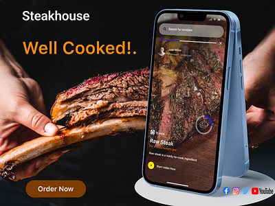 Food Poster Design branding buffet contact delicious design discount food free delivery graphic design home iphone logo order poster steak steakhouse tasty ui ux well cooked