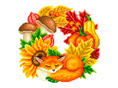 Colors of Autumn autumn autumn leaves design digital art fall fallillustration fox graphicdesign illustration illustration art leaf pixelart pixelartist pixels pumpkin season sunflower yellow