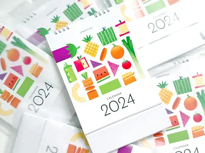 2024 Desk Calendar 2024 calendar digital art digital illustration fruit illust illustration pattern procreate