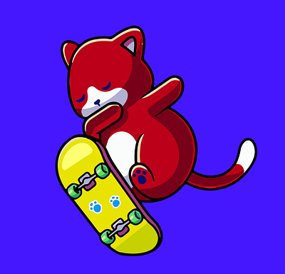 skateboarding cat 3d logo branding cartoon design design graphic design illustration logo modern logo skateing design ui ux vector