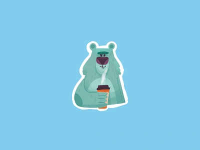 Bear Coffee bear coffee design graphic design icon illustration java line logo minimal retro simple sticker ui