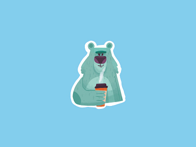 Bear Coffee bear coffee design graphic design icon illustration java line logo minimal retro simple sticker ui