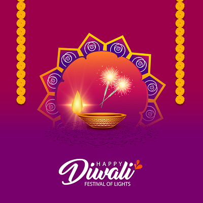 Free vector decorative happy diwali festival background diwali lights