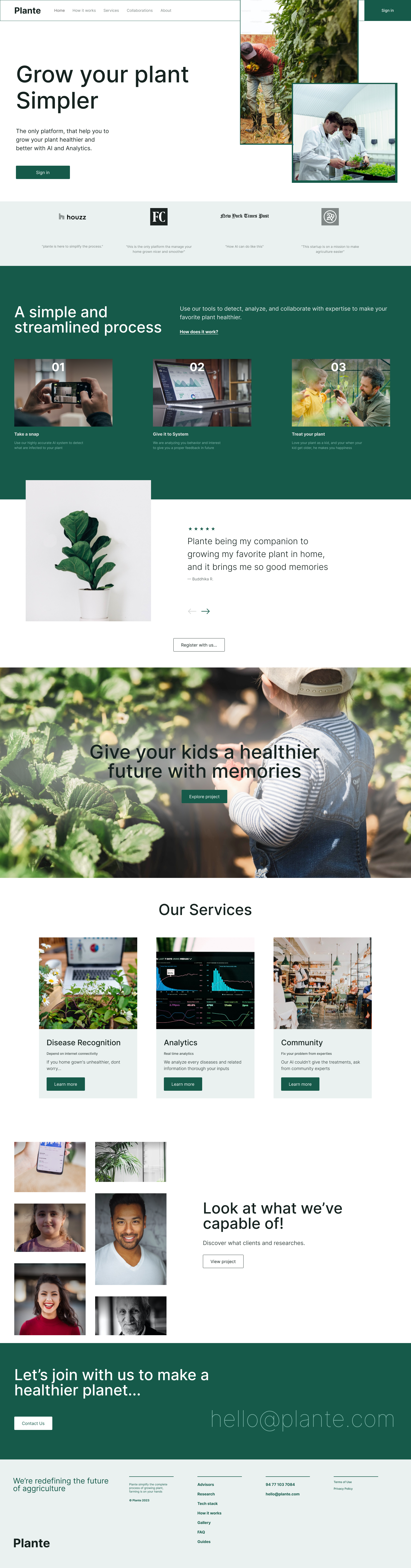 Plant care system landing page branding graphic design logo ui