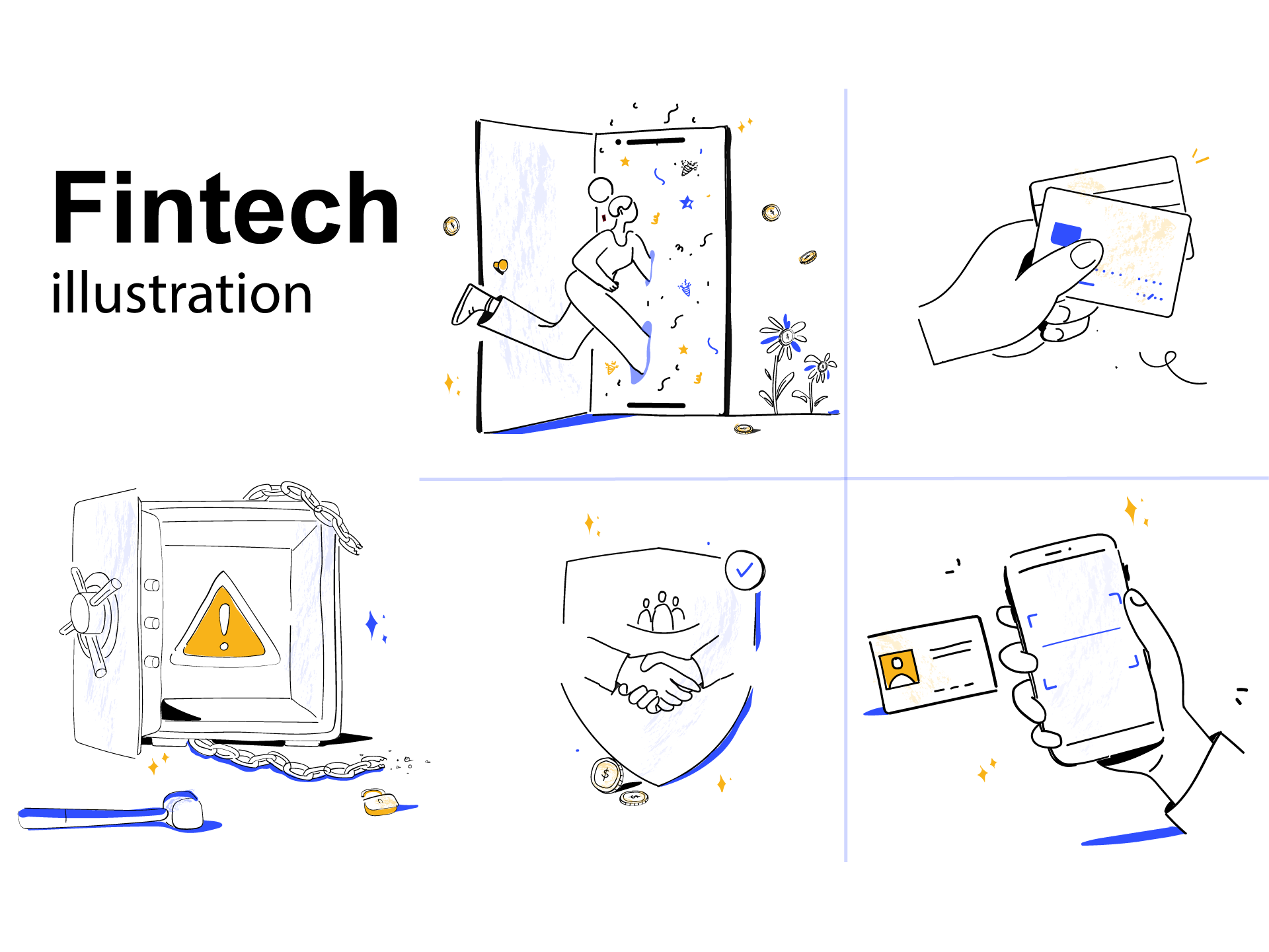 Fintech Line Art Illustration 2d bank branding design digital art digitalillustration fintech flat illustration graphic design illustration illustrator investing ios money tracking ui vector website