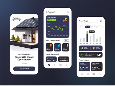 Urban Charge: Monetizing Renewable Energy for Every Home app design energy app figma graphic design green energy solar energy startup ui ui design uiux