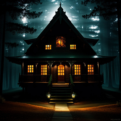 House in the woods graphic design