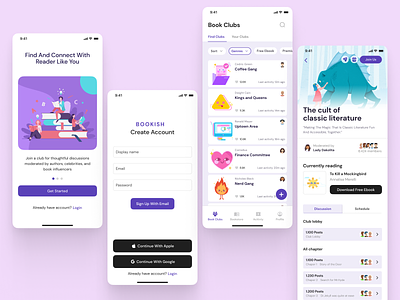 BOOKISH - Community App For Readers app design book app bookaholic books app bookworm community app connect app connect reader mobile app read app read club read community reader app readers app reading app social app