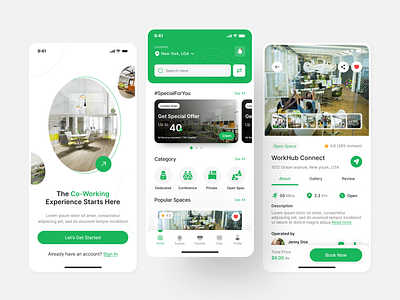 Coworking App | Co-Working Space App UI Design | UIUX Design app design app developer app ui co working app coworking app coworking app design coworking app ui design figma hire ui ux designer inisghtlancer ios mobile app ui ui ui design uiux user experience user interface ux ux design