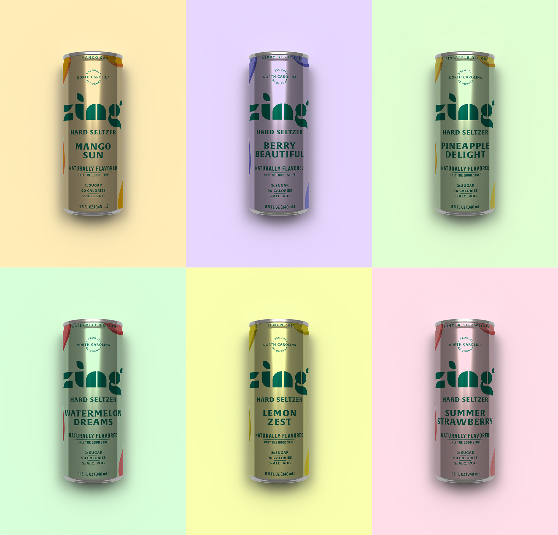 Zing Hard Seltzer/ flavor variety 3d render aluminum can beverage brand brand design branding drink flavor variety graphic design hard seltzer illustrator 3d logo logo design logotype package design packaging render soft drink zing zing hard seltzer