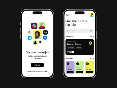 Job finder app concept app job job finder job search screen search ui