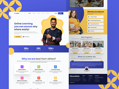 Education Landing Page Design education design education design ideas education landing page education template education website education website design free template learning website modern theme online learning online study online study landing page online study website design study template thisuix