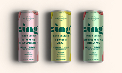 Zing Hard Seltzer/ flavors 2 3d render alcohol aluminum can beverage brand design brand identity can drink flavors graphic design hard seltzer illustrator illustrator 3d logo logo design logotype package design packaging render zing hard seltzer