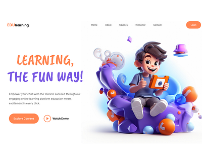 Kids Learning Website Landing Page kids learning landing pagee ui ui design