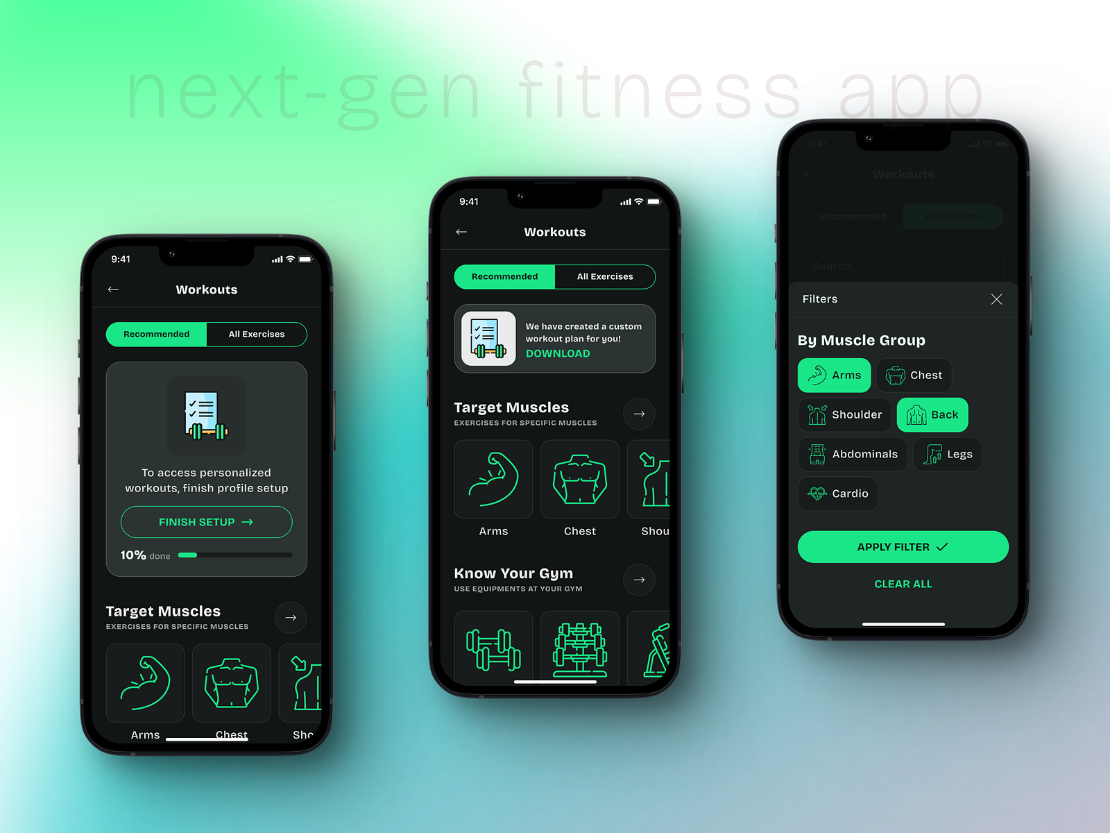 Gym Fitness Tracking App Workouts Filters UX UI Design by Laksh