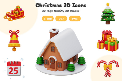 Christmas 3D Icons Set 3d 3d artwork 3d icon app blender blender 3d christmas design figma graphic design illustration render santa ui uiux xmas