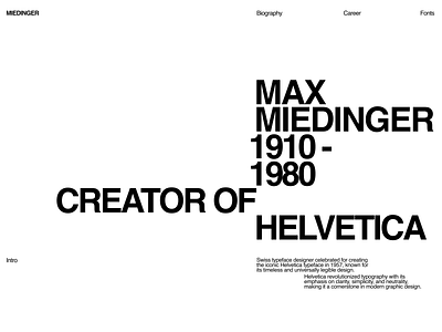 Max Miedinger // Helvetica design landing page ui ux web webdesign website