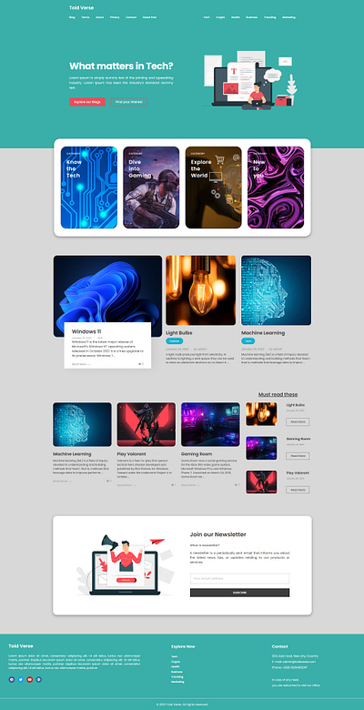 ToidVerse, a Blog's Home page graphic design ui web design website wordpress