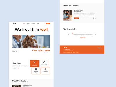 Veterinary Clinic Landing Page animal animals clinic flat design landing page pet pet clinic ui ui design uxui vet veterinary veterinary clinic