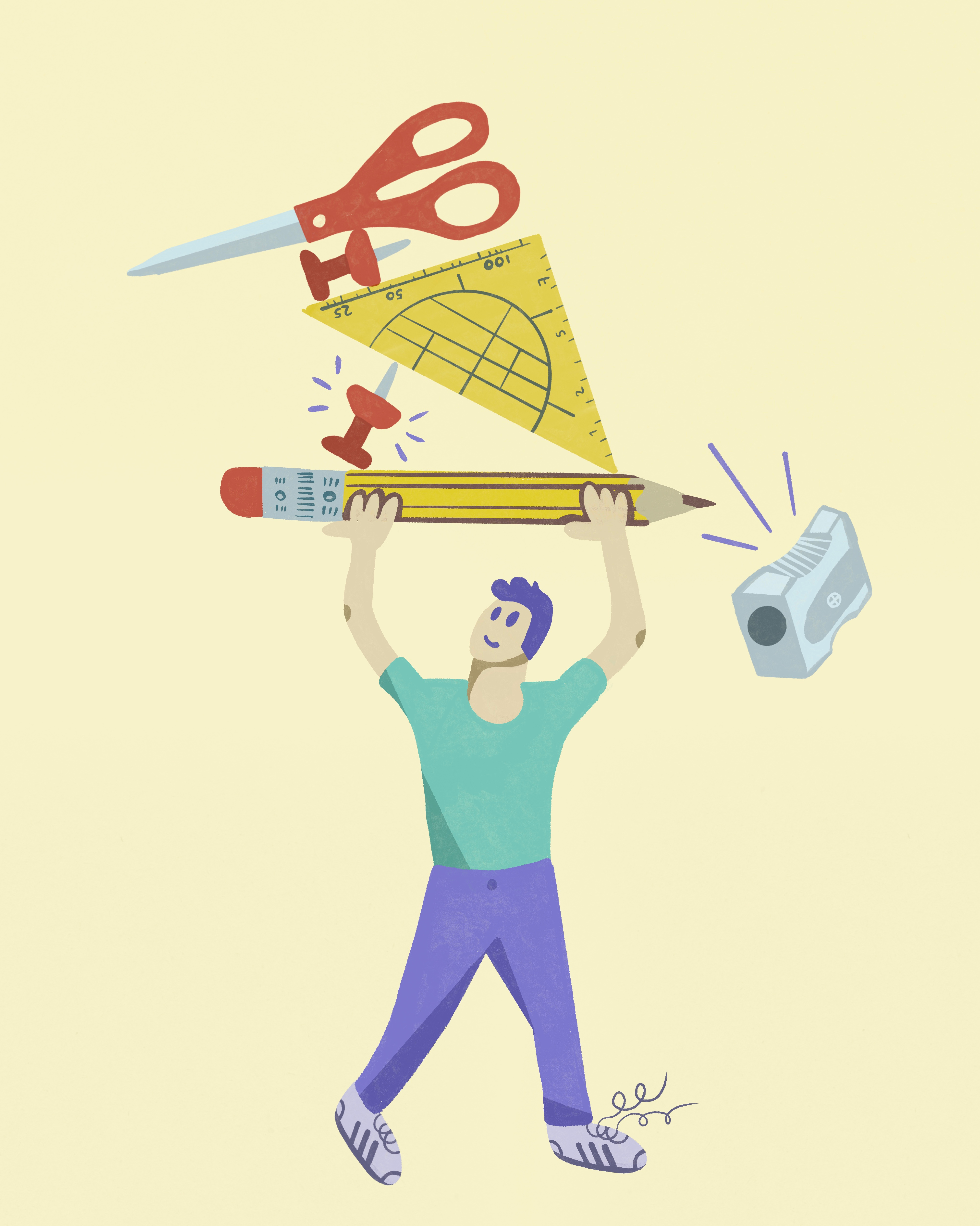 Balancing responsibilities art direction article balance body character character design colorful design human illustration person procreate