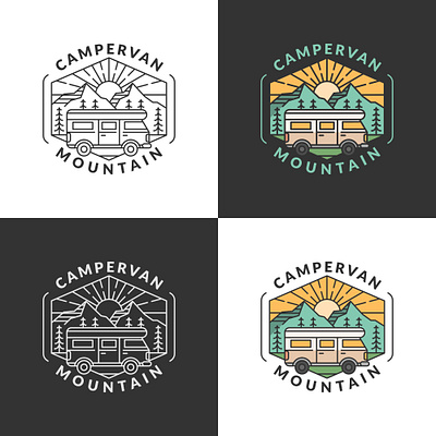 morning mountain and campervan label