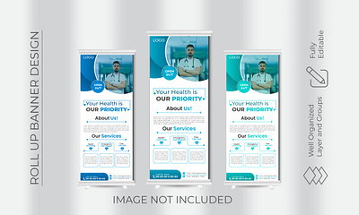 Medical Business Roll-Up Banner Design Template banner banner design design doctor graphic design healthcare medical medical banner medicin roll up