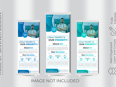 Medical Business Roll-Up Banner Design Template banner banner design design doctor graphic design healthcare medical medical banner medicin roll up