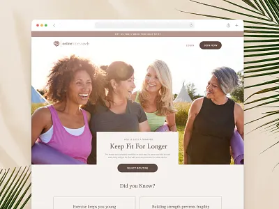 Holistic Fitness Website agency clean fitness holistic landing page neutral colors senior website