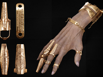 Lord's Herald's Hand 3d 3d modeling c4d digital 3d gold hand jewelry render ring rt sculpt zbrush