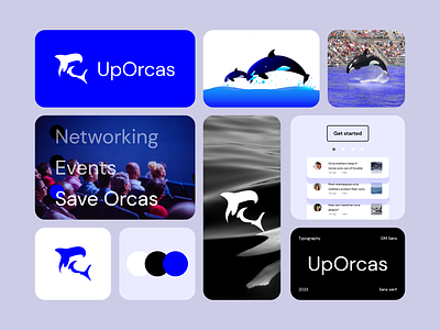 Branding for UpOrcas 2dillustration brand style guide branding clean deck doodle event graphic design icon identity illustration logo logo design marine moodboard networking ocean orca killerwhale startup vector