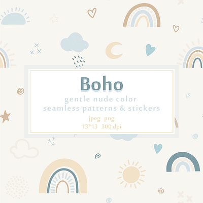 boho gentle color set design digital draw illustration pattern pattern stiker stiker pastel