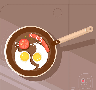 Scrambled eggs and sausage Animation 2danimation animation eggs food fry illustration kit8 motion graphics sausage