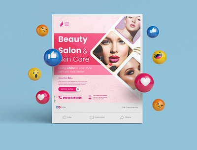Beauty Salon Post design 3d brand identity post branding design digital marketing graphic design logo motion graphics social media vector