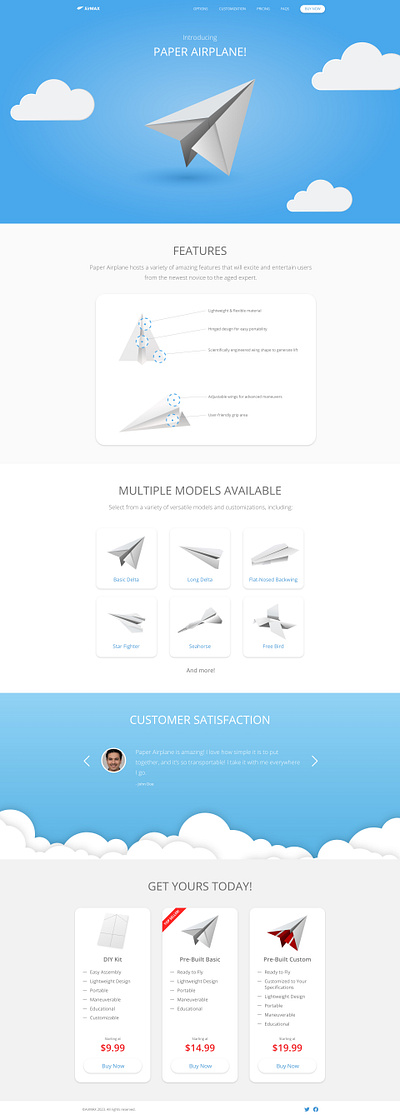 Paper Airplane Landing Page airplane dailyui design landing page ui user experience user interface ux web design