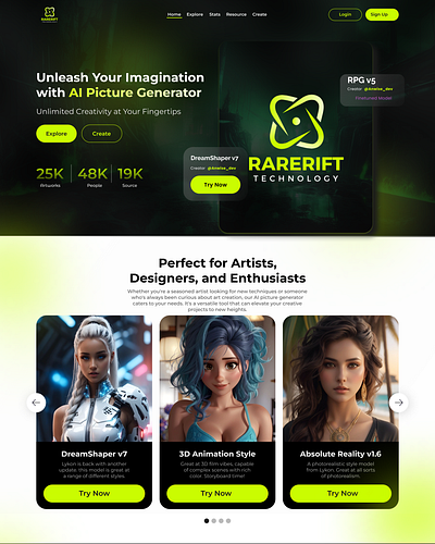 RARERIFT AI Picture Generator ai ai design ai web design branding design ui uiux ux web design web development